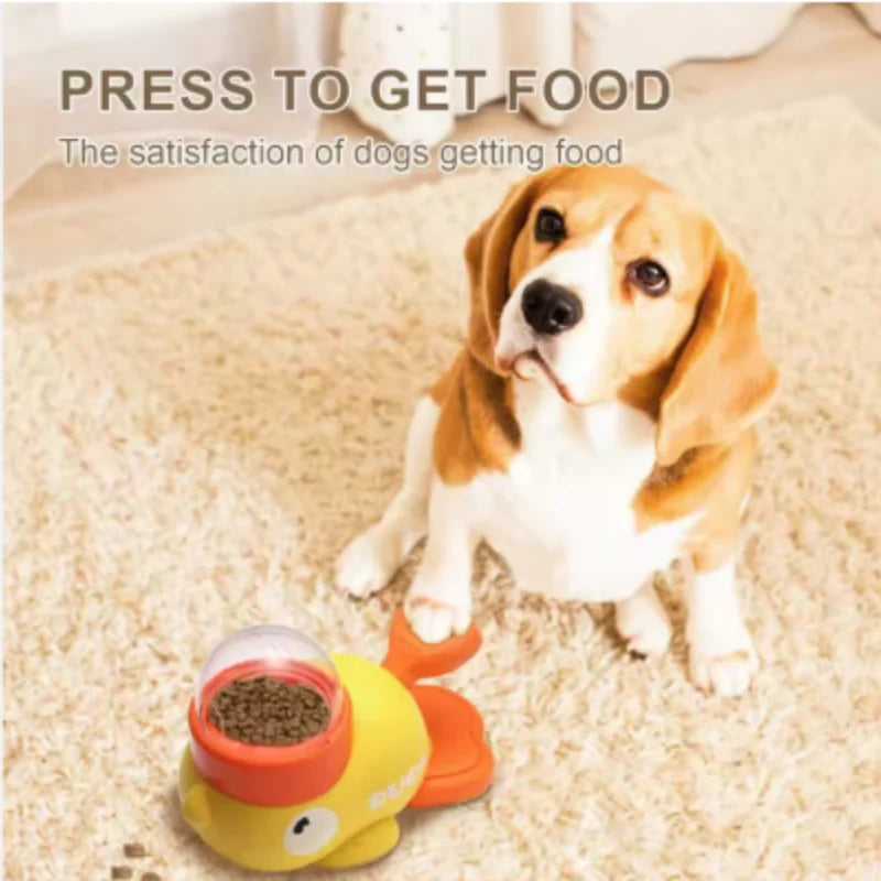Interactive Automatic Feeder Durable Cute Food Dispenser Training Dog Toy Duck Design Puzzle Slow Feeder Dog Supplies