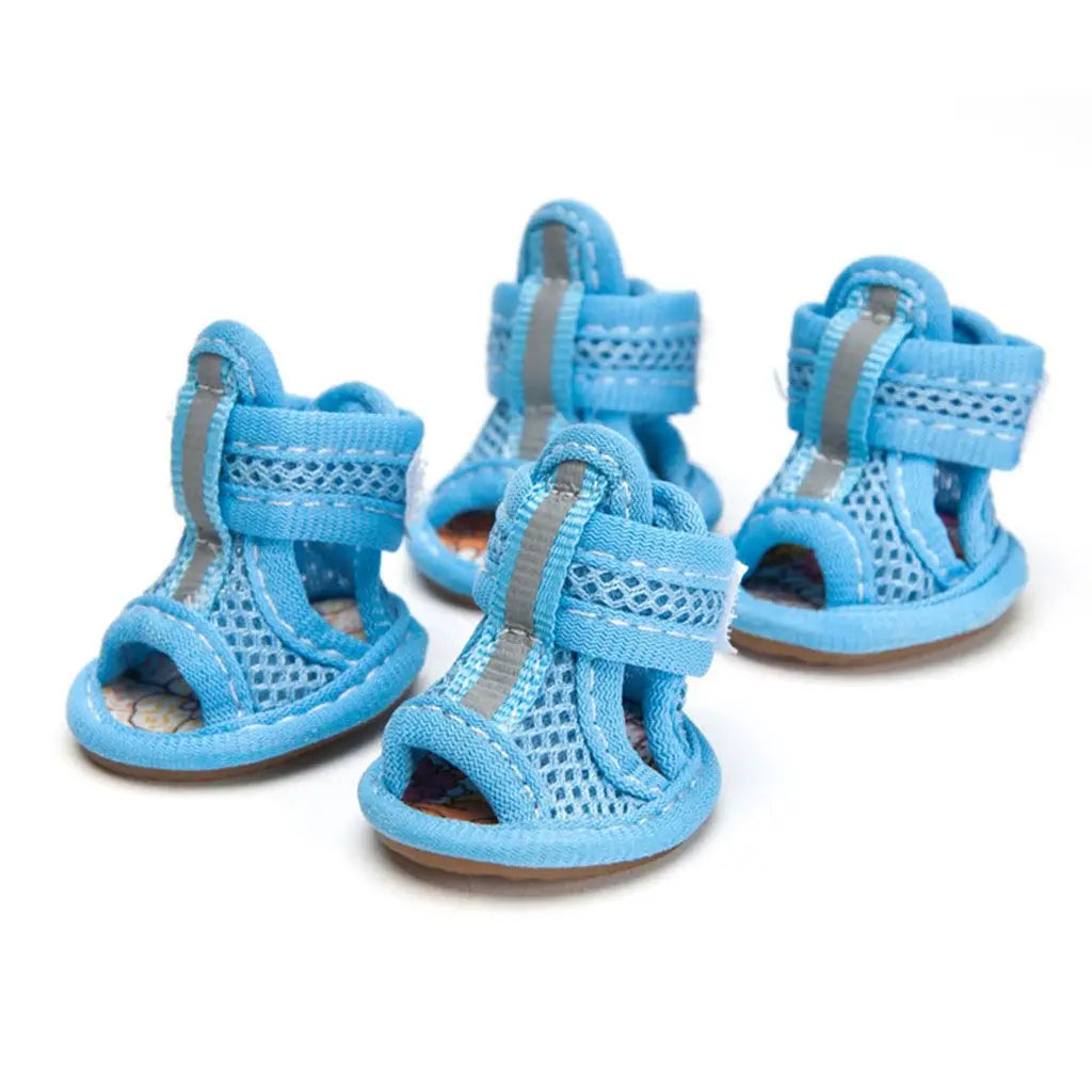4pcs/pack Anti-slip Outdoor Puppy Shoes with Reflective Strap