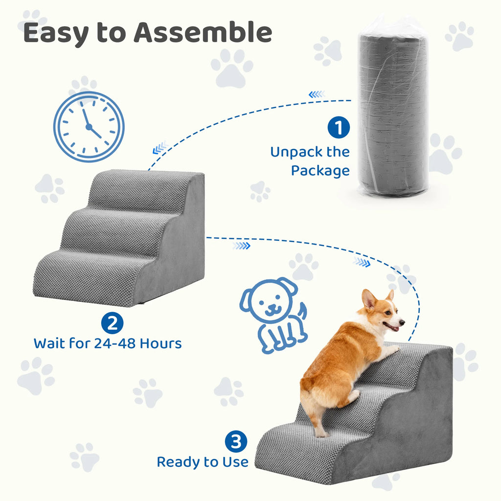 3-4 Step High-Density Foam Dog Stairs