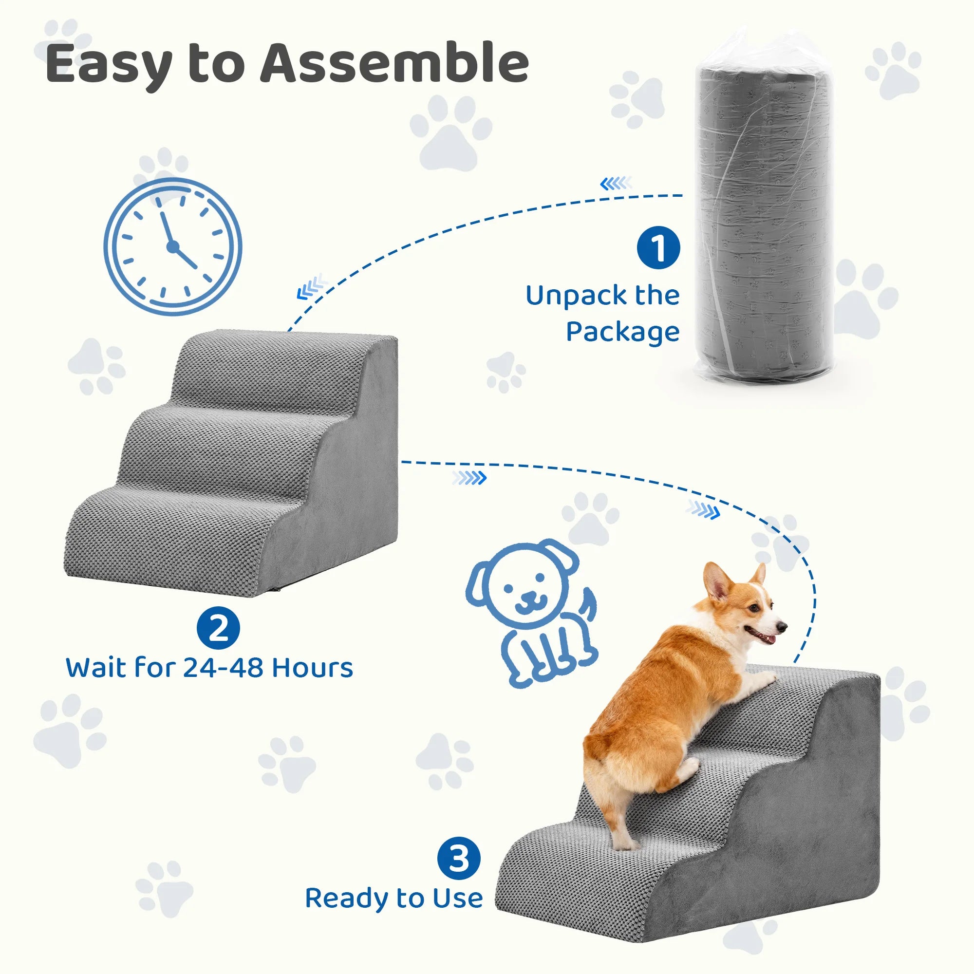 3-4 Step High-Density Foam Dog Stairs
