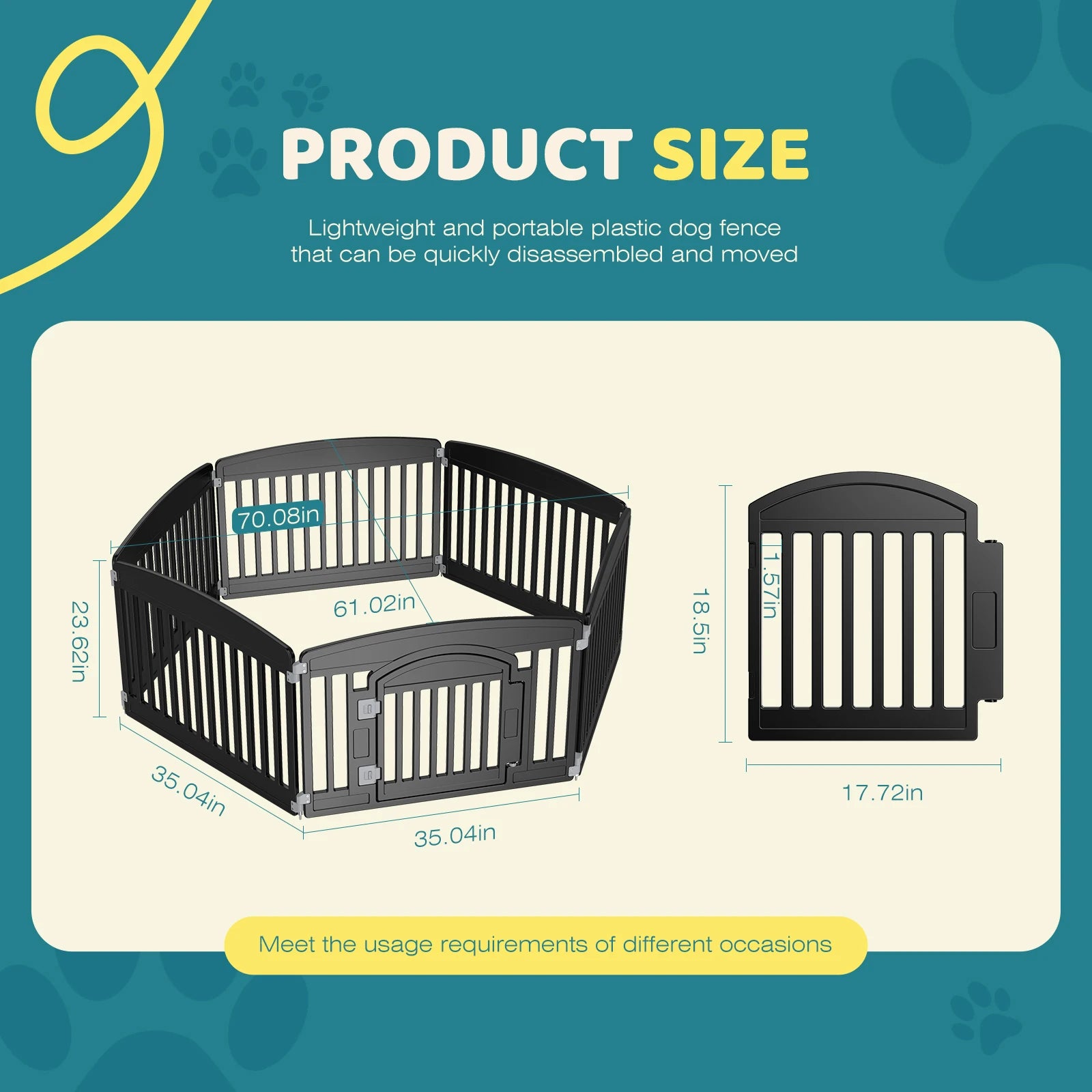 Plastic 6 Panel 24" Expandable Durable Dog Playpen Or Pet Fence for Medium Dogs