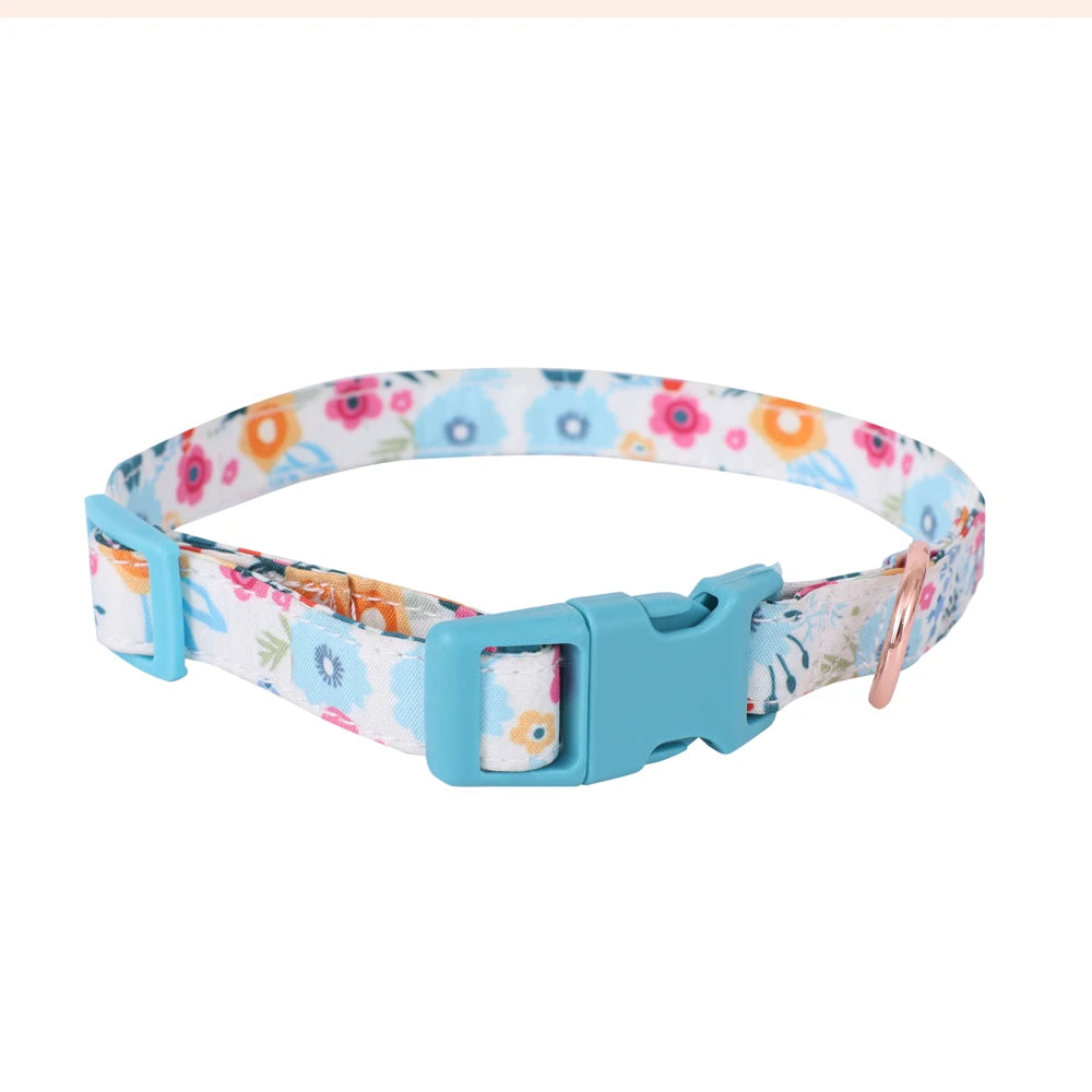 Breathable Reflective Pet Harness Leash Set with Adjustable Floral Chest Strap