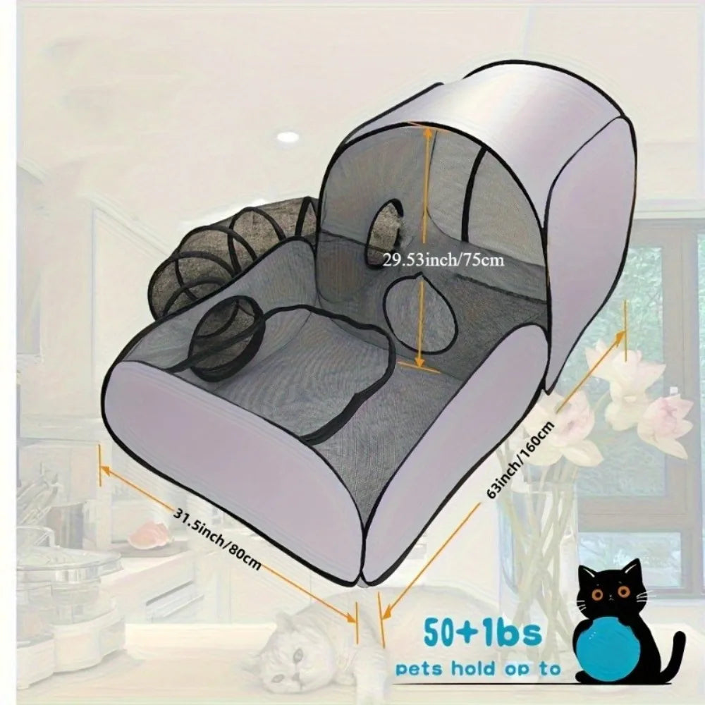 Foldable Cat Tent with Tunnel