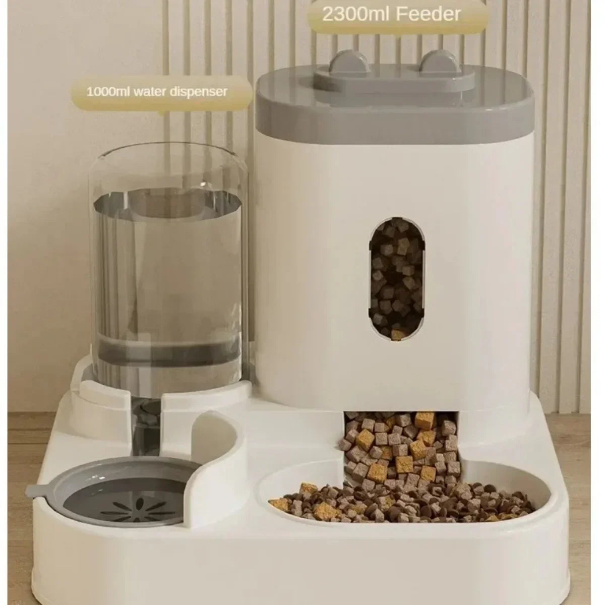 Large Capacity Automatic Feeder Pet Food Bowl With Water Fountain