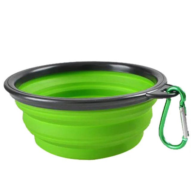 Collapsible Silicone Dog Food Water Bowl with Carabiner