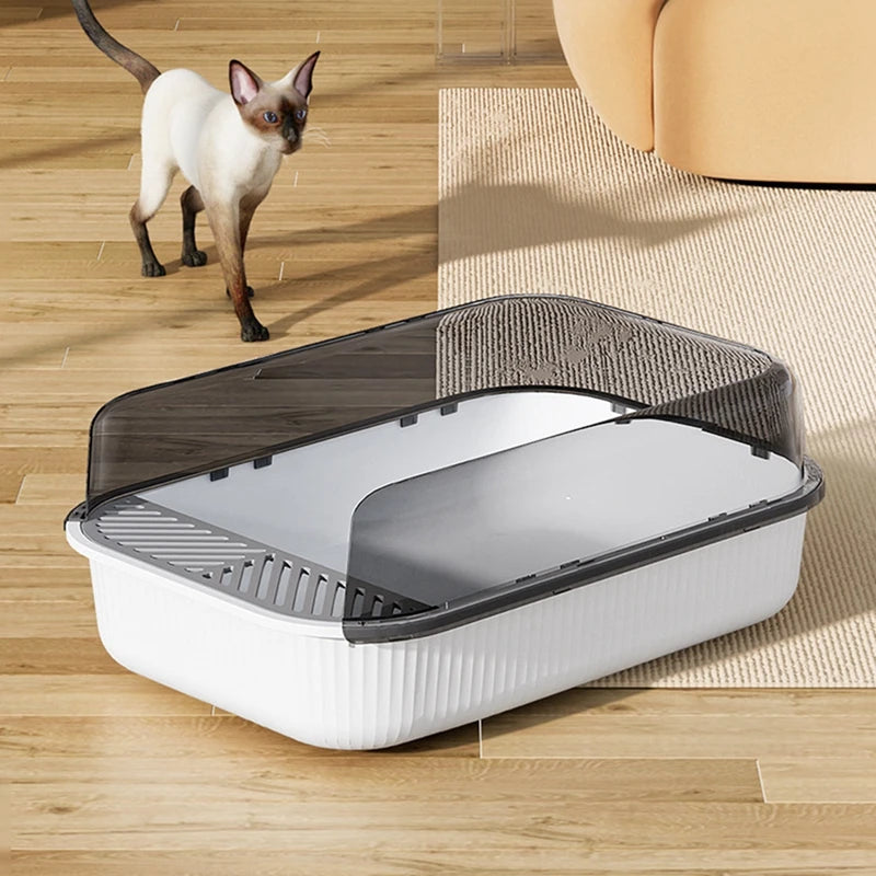 Semi-Enclosed Large Splashproof Litter Box