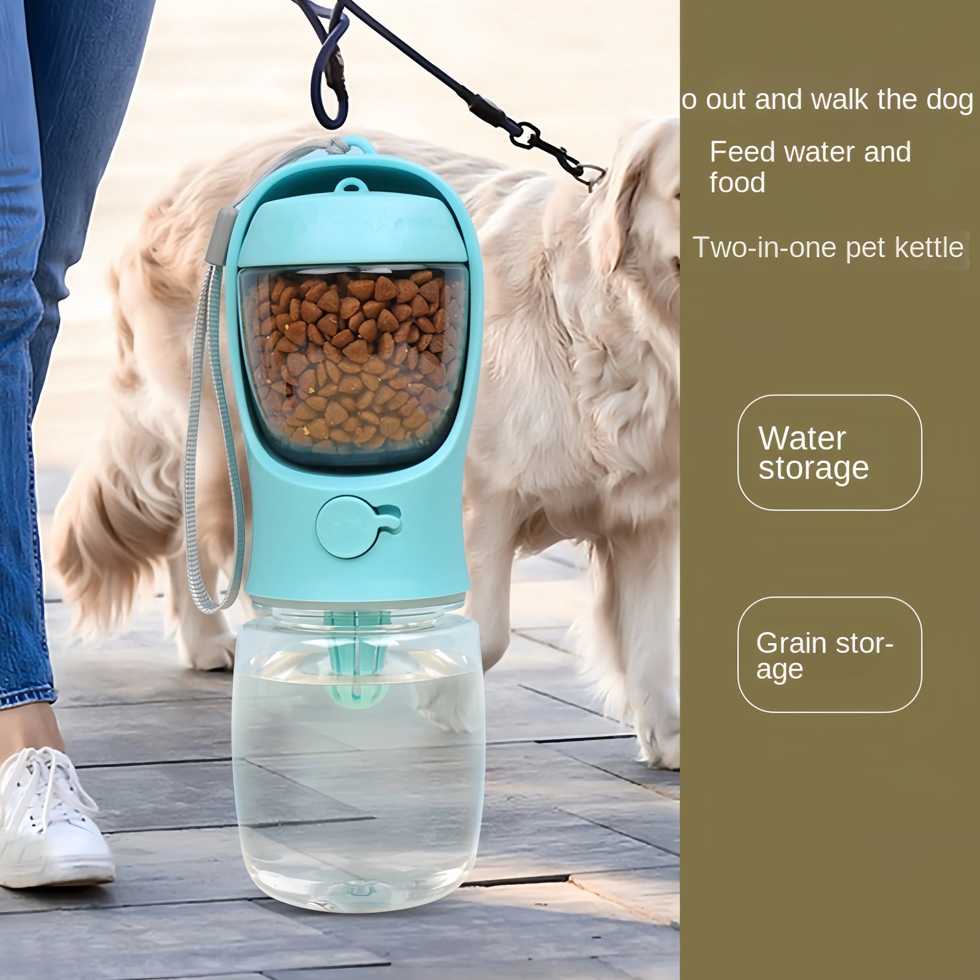 Portable Dog/Cat Water Bottle with Storage for Food