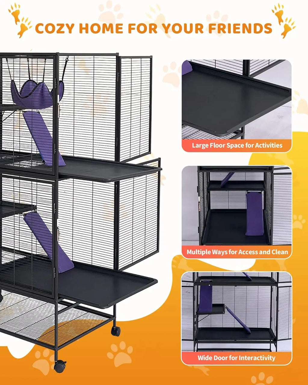 64" Metal Multi-Level Cage for Small Animals