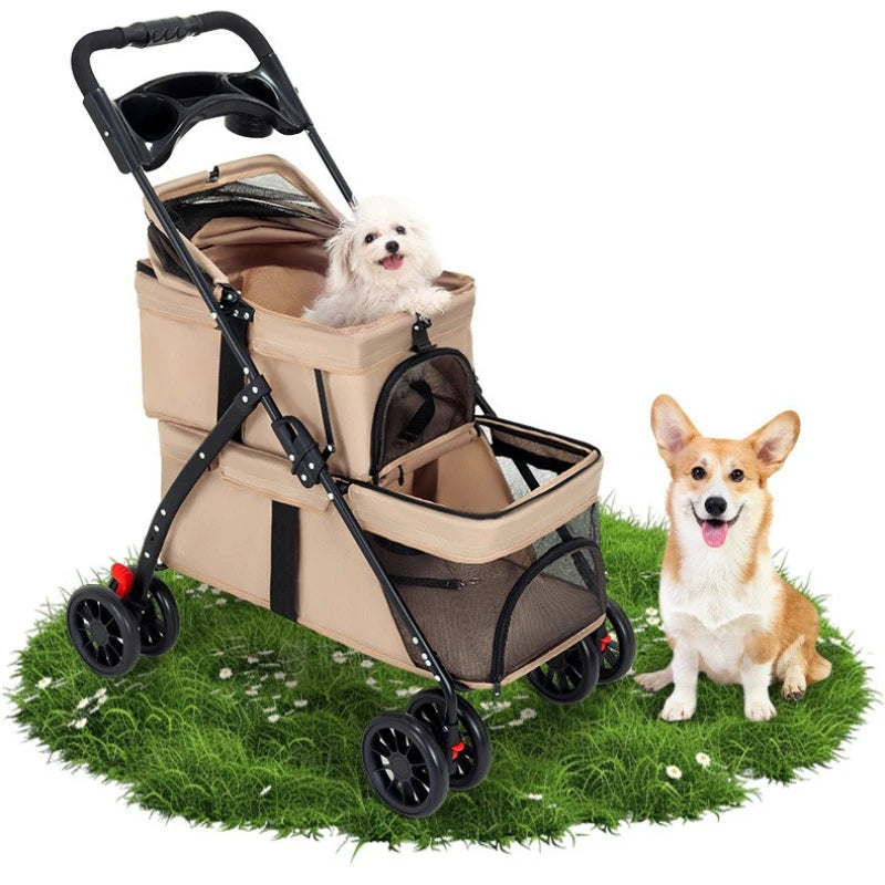 Double Decker Pet Stroller for 2 Dogs Cats