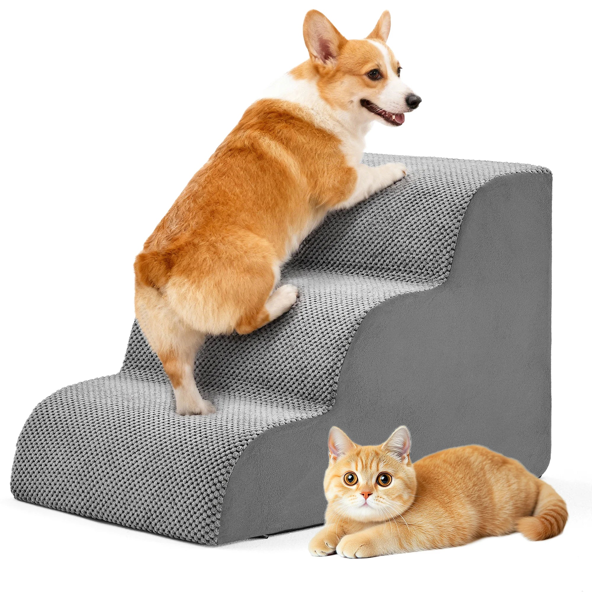 3-4 Step High-Density Foam Dog Stairs