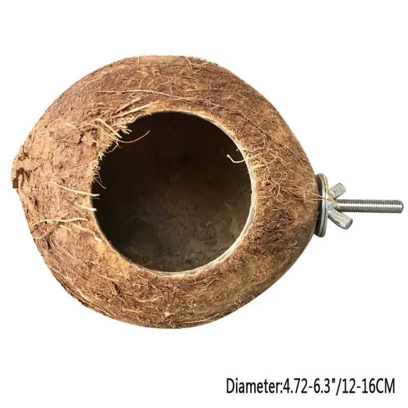 Natural Coco Hideaway Coconut Shell Bird Nest Cage Hanging Toy