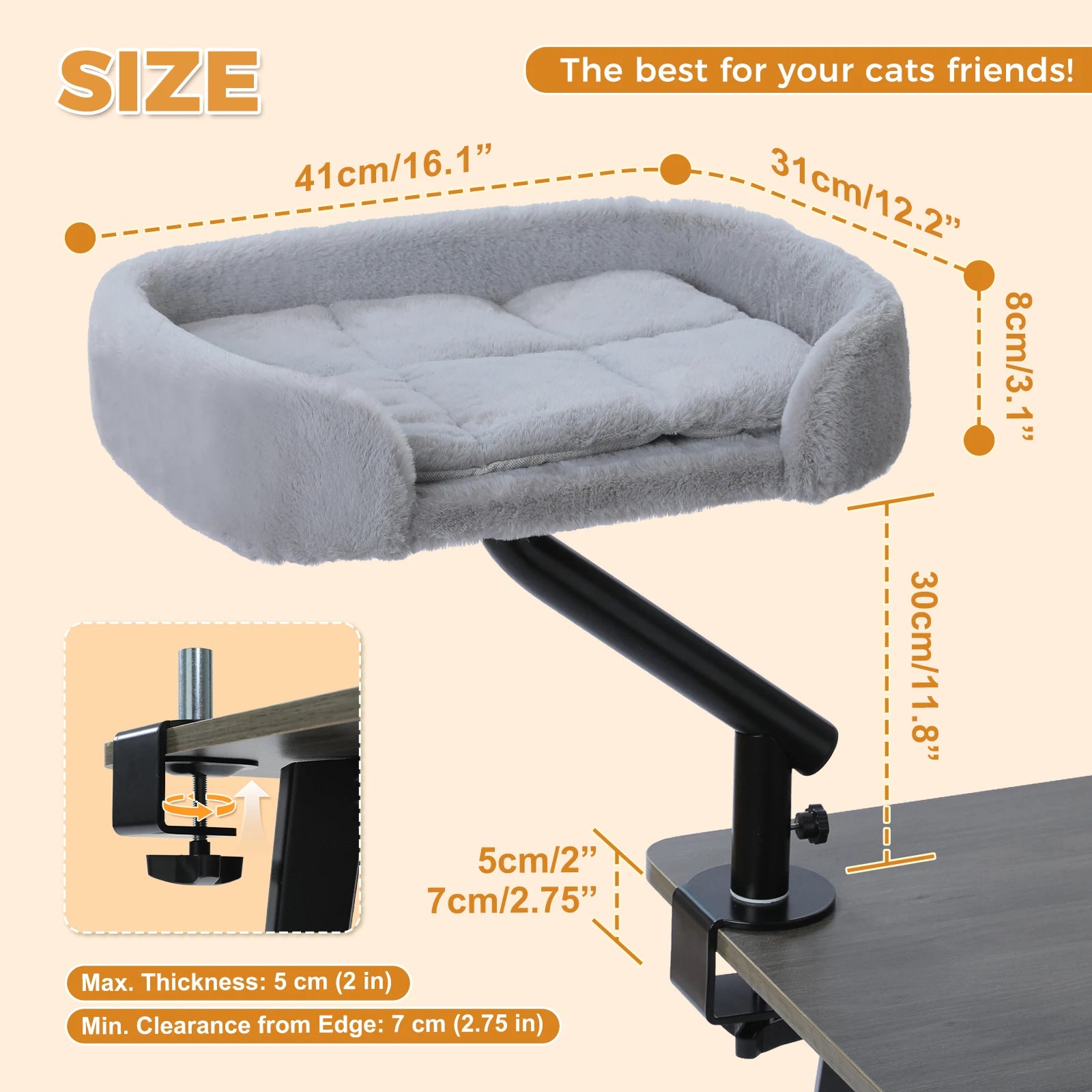 360° Rotatable Cat Bed Desk Stand for Indoor Cats