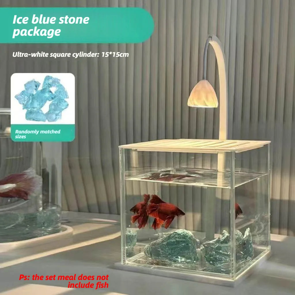 Acrylic Fish Tank With Ice Crystal Landscape
