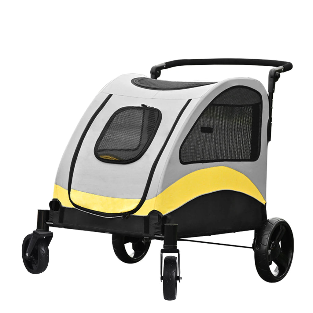 Portable 4 Wheel Dog Stroller for Large Dogs Foldable Pet Cat Travel Carriage Stroller Breathable Carrier for Outside Play