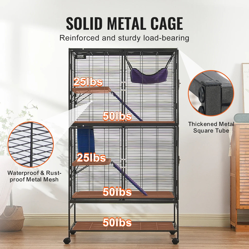 64" Metal Rolling Multi-Level Small Animal Cage