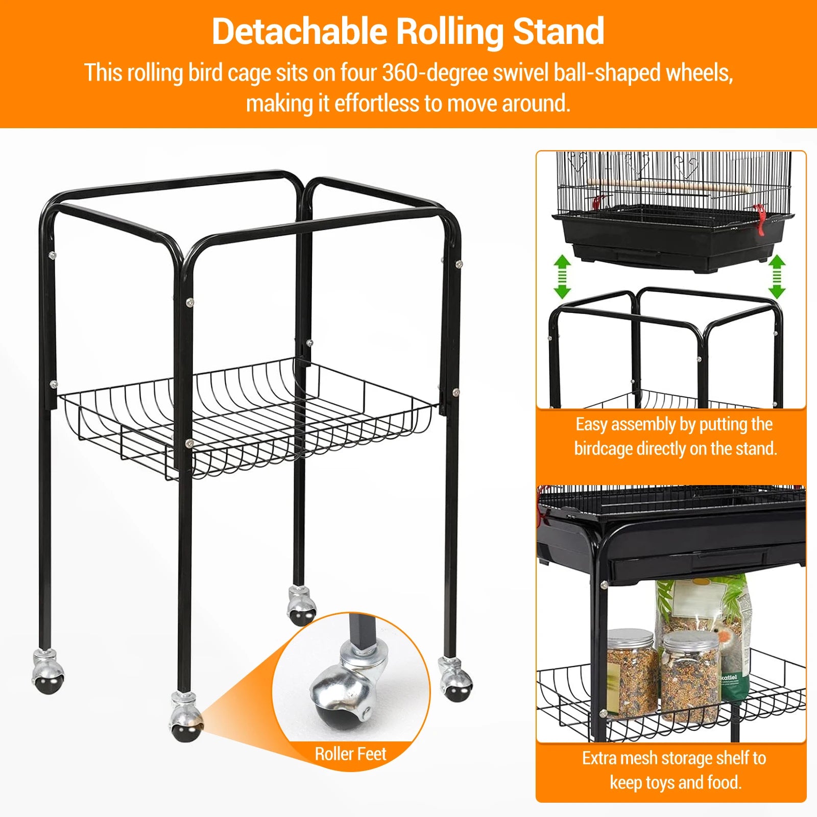 162cm Large Bird Cage with Open Play Rooftop