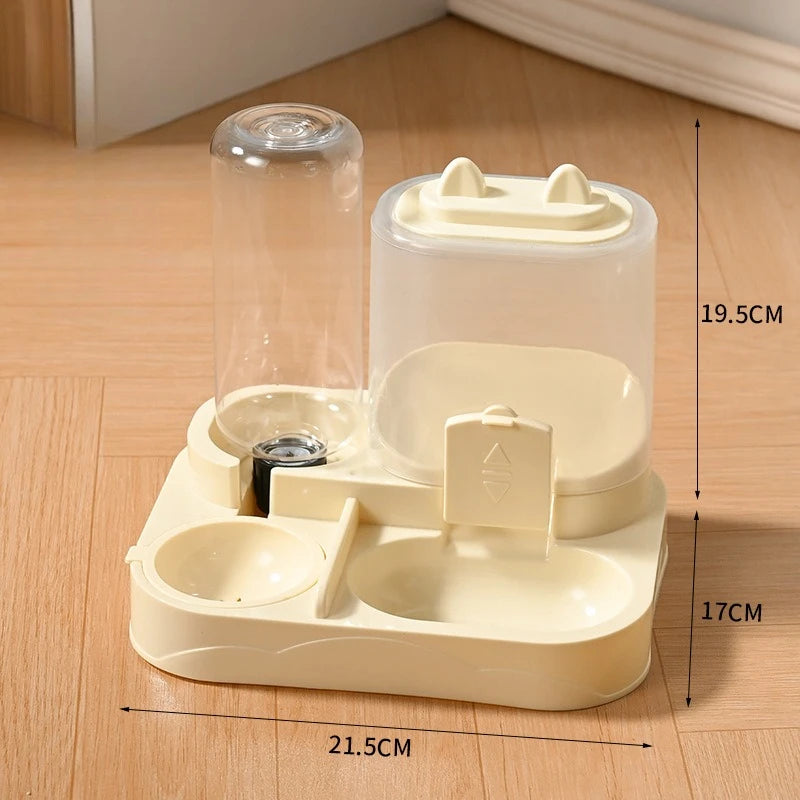 Durable Plastic 2-in-1 Automatic Pet Feeder Water Dispenser Large Capacity Food Water Bowl For Cats Dogs