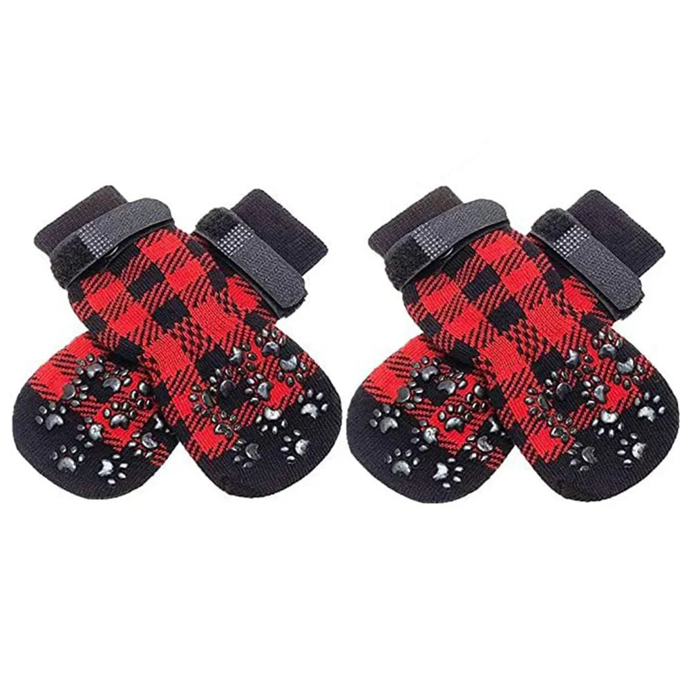 4pcs Anti-Slip Pet Sock,s Paw Protector, Traction Control for Indoor Wear, Knitted with Rubber Reinforcement
