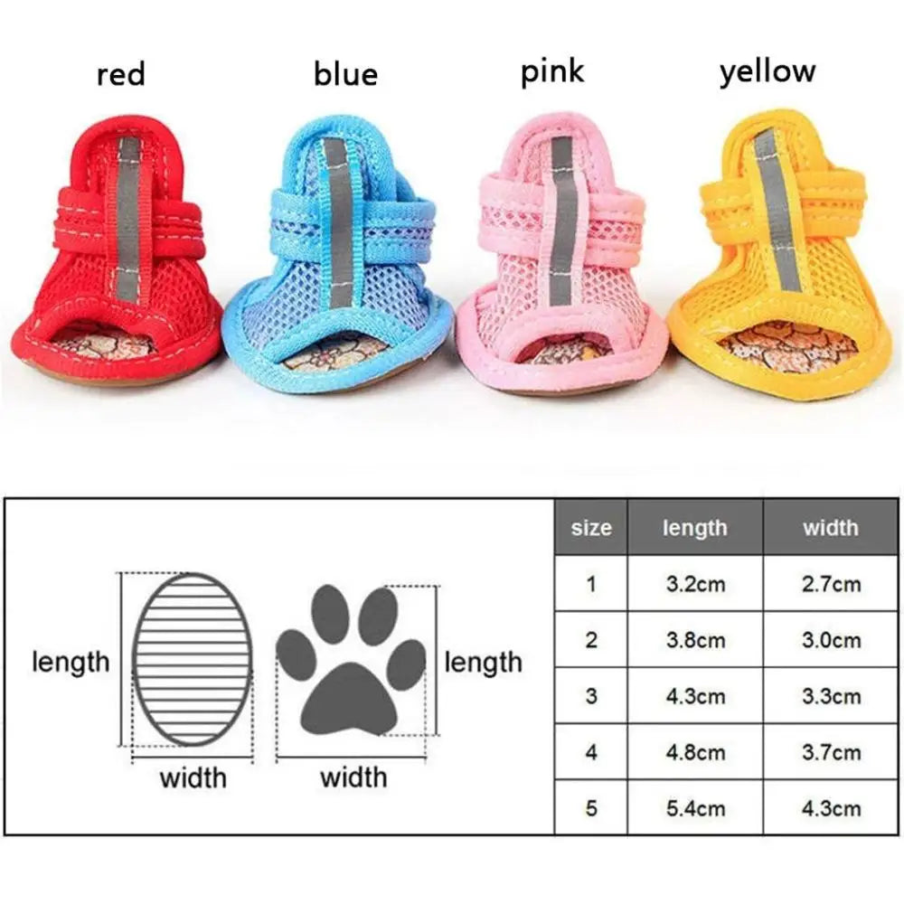 4pcs/pack Anti-slip Outdoor Puppy Shoes with Reflective Strap