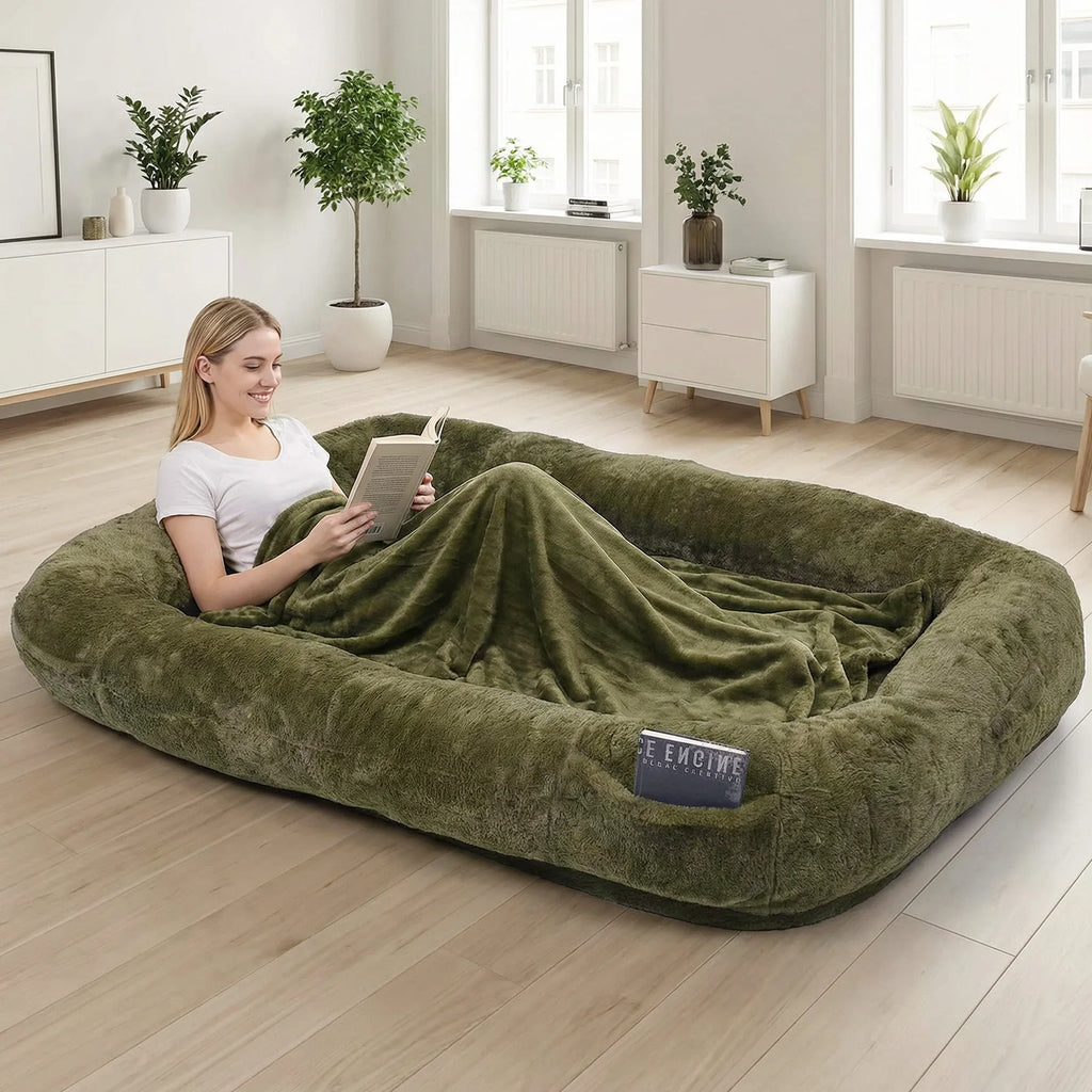 Washable Human and Dog Bed 71x47x12in  Extra Large Comfortable Pet Bed with Soft Blanket for Sleeping