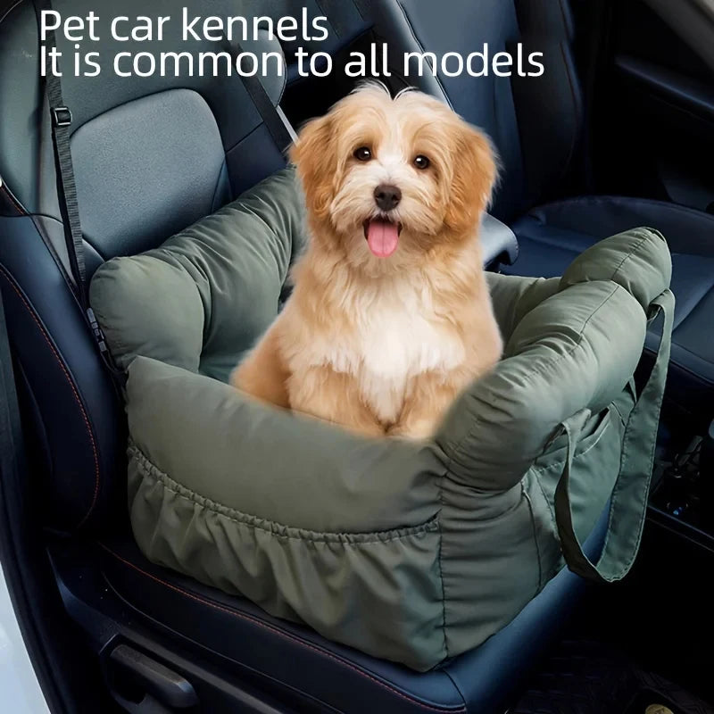 Non-Slip Pet Car Seat with Safety Belt, Washable Travel Carrier with Secure Straps for Safe Car