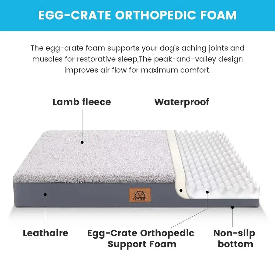 XL Orthopedic Memory Foam Pet Beds with Removable Washable Cover and Nonskid Bottom
