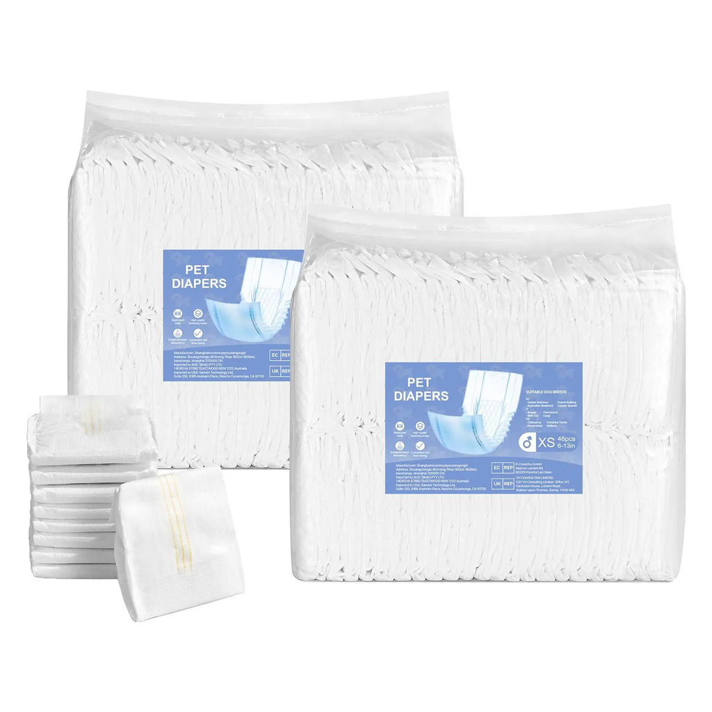 96 Count Super Dry XS Male Dog Diapers with Leakproof Design, Moisture Indicator, Gentle Adhesive and Mobility Support