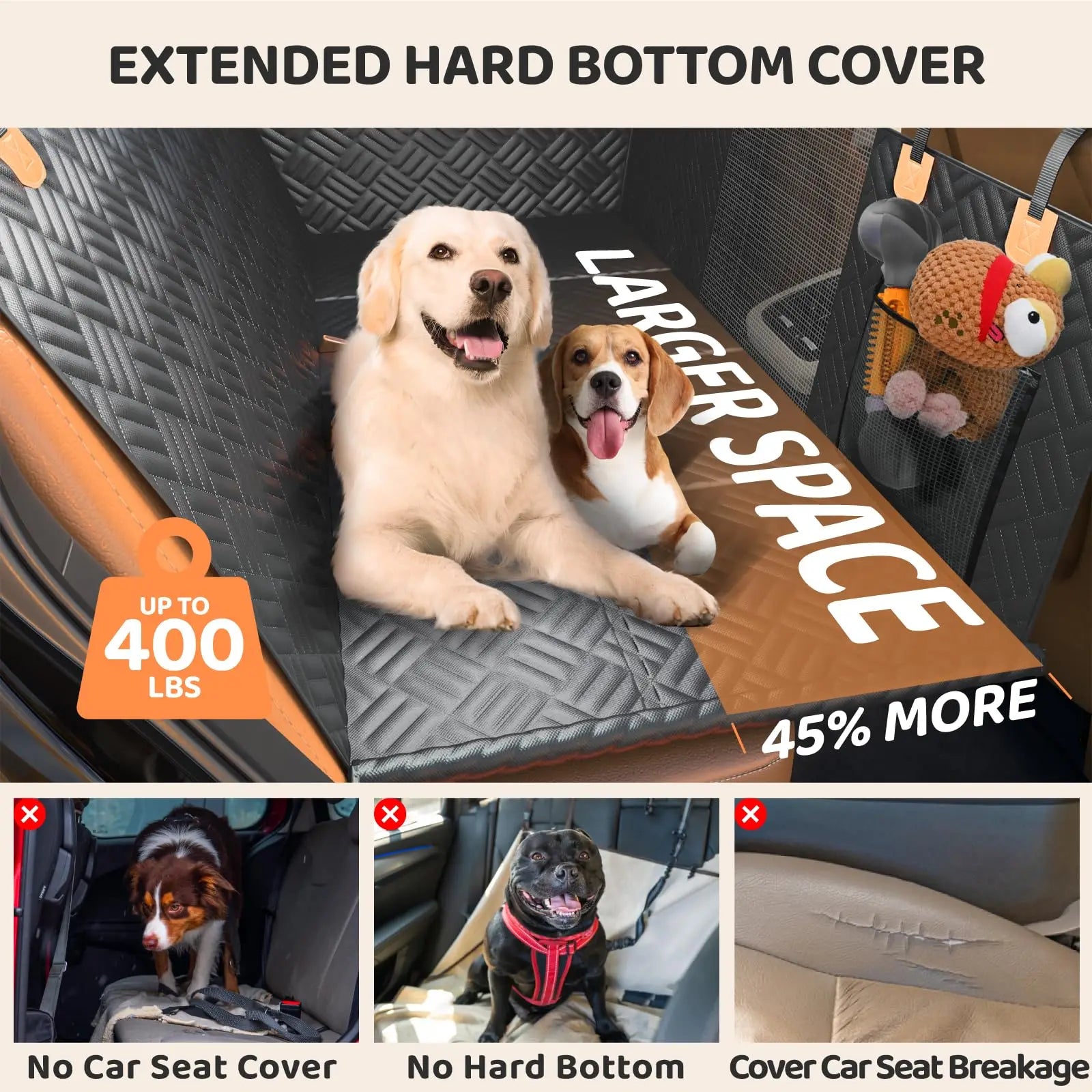 Car Rear Dog Seat Cover,  Load-Bearing 400 Pounds, Heavy-Duty Anti-Scratch Washable