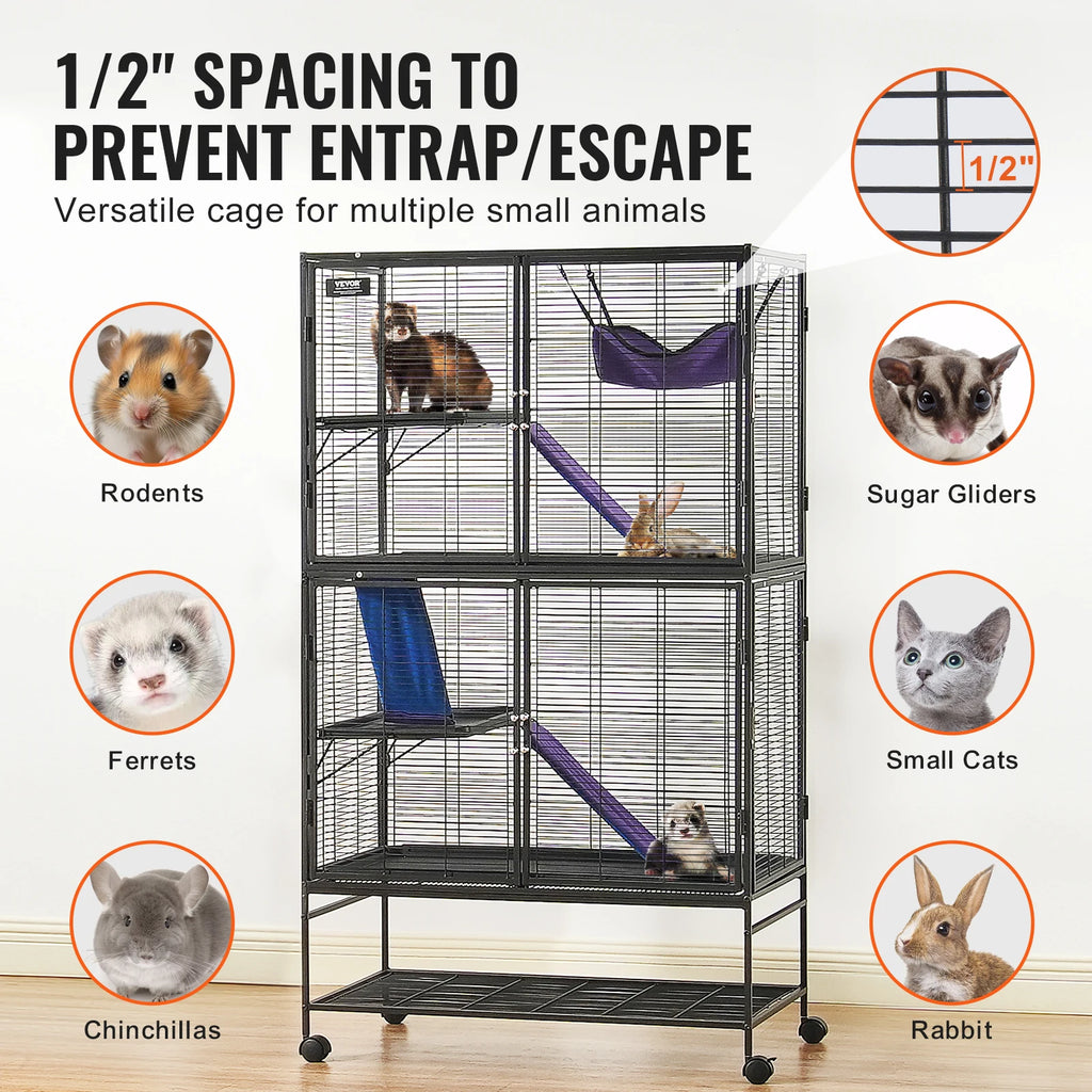 64" Metal Rolling Multi-Level Small Animal Cage