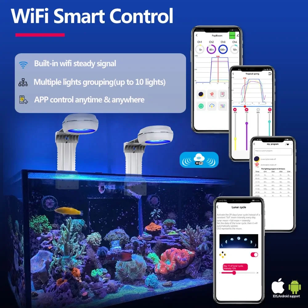 Pixie 30 Program LED Lights Aquarium Lighting Nano Fish Tank Light for Saltwater Seawater Freshwater Lamp