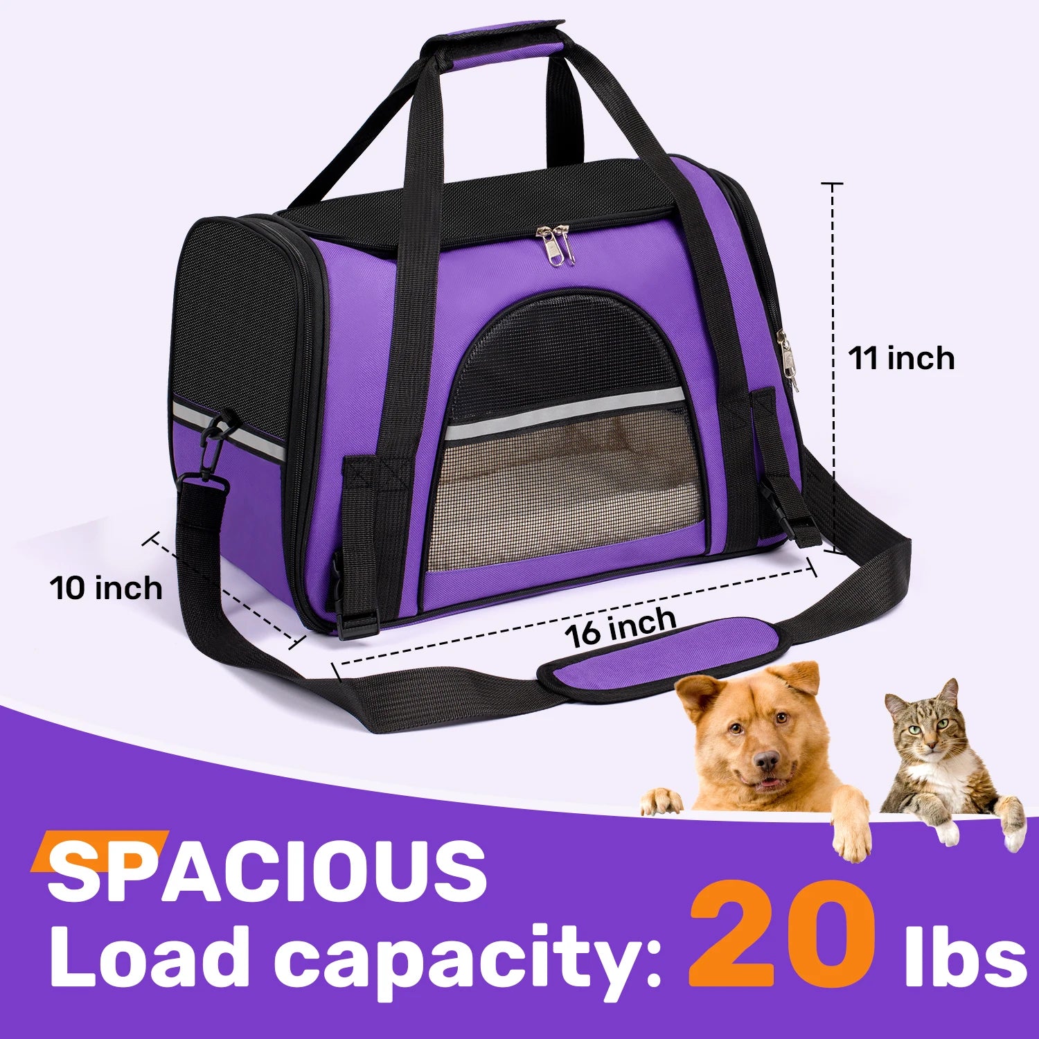 Dog/Cat Carrier for Small, Medium Pet Up to 15Lbs