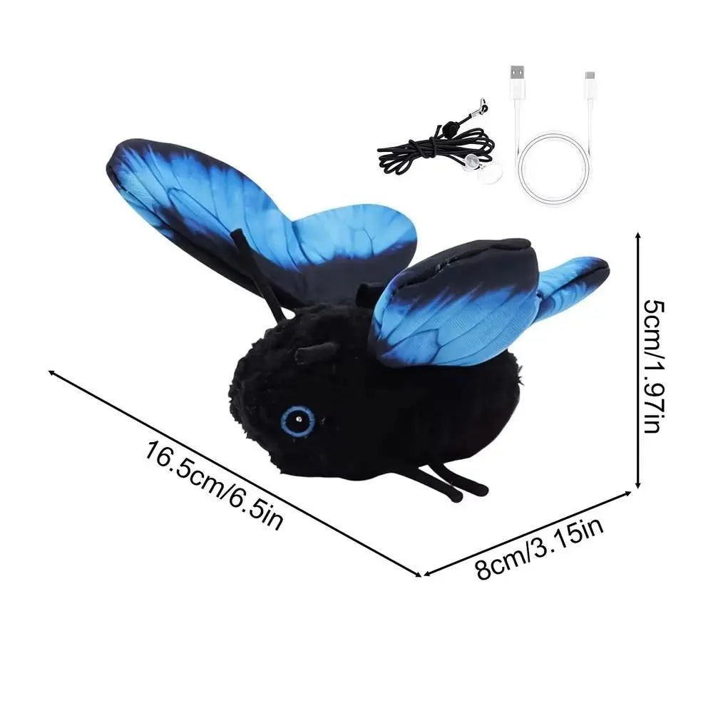 Rechargeable Automatic Cat Toy Multiple Modes Simulation Butterfly Cat Teaser Hanging Elastic String Washable Feline Toy