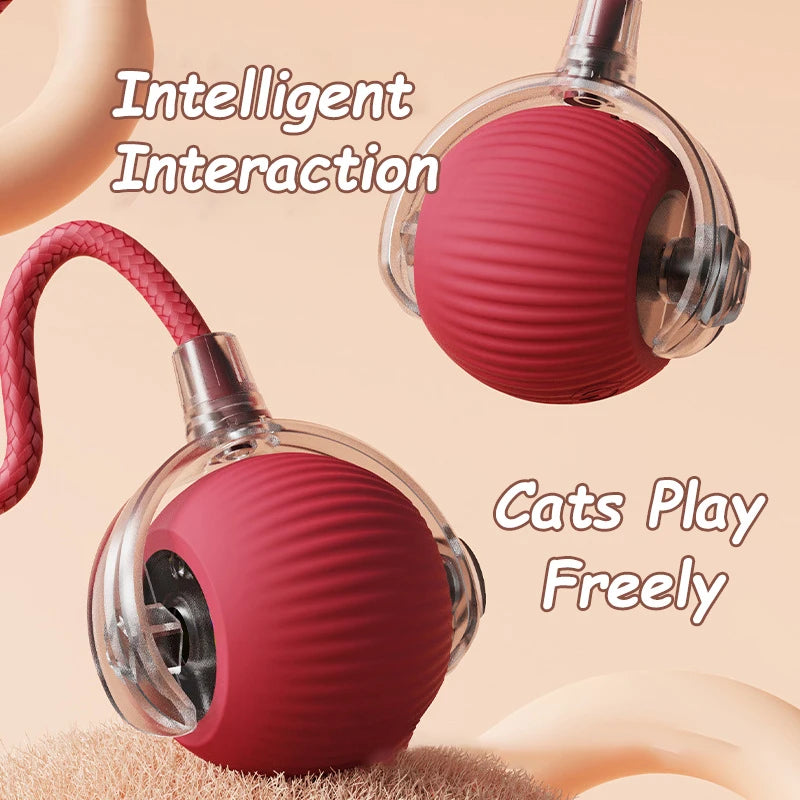 2Pcs Cat Interactive Automatic Rolling Ball w/ Tail, Rechargeable
