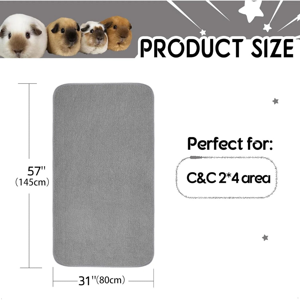 Washable Guinea Pig Cage Leakproof Fleece Cage Liner with Anti-Slip Bottom