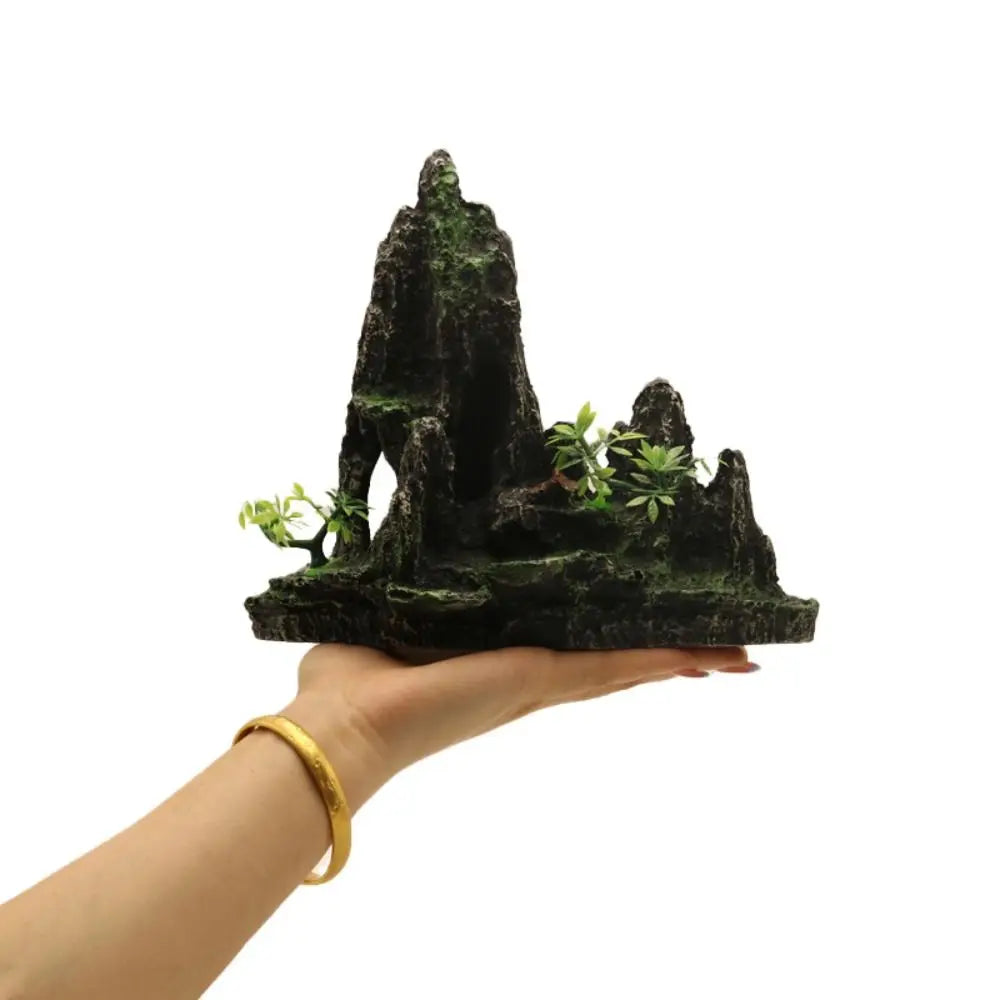 Resin Aquarium Rockery Mountain Decoration With Creative Mountain Stone Statue