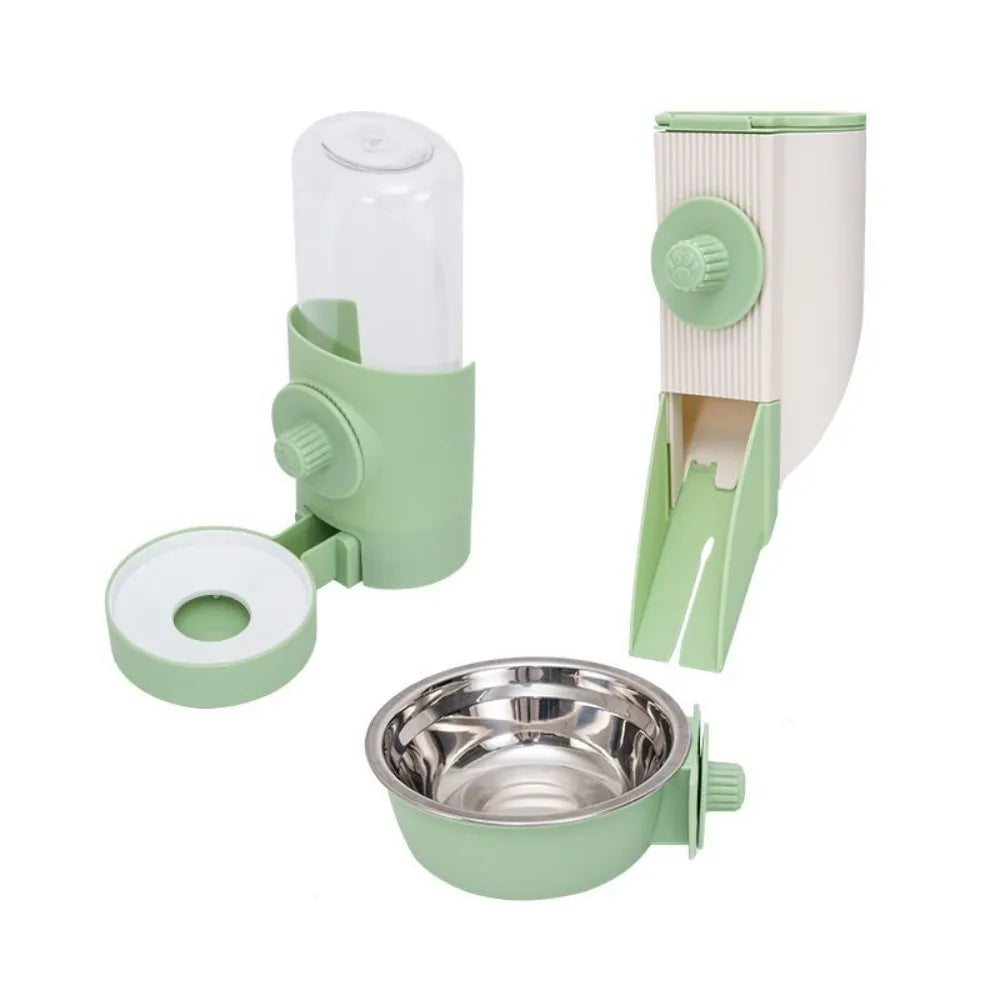 Hanging Automatic Pet Food Feeder with 30oz Bowl and 500ml Water Dispenser