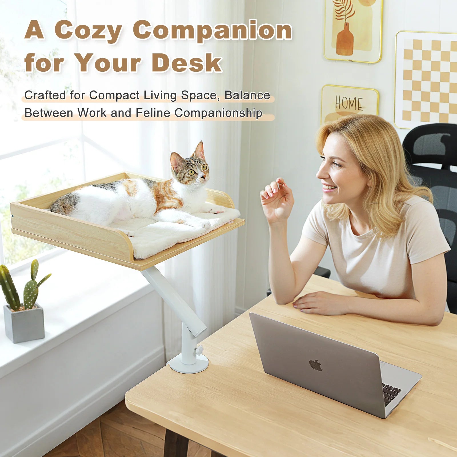 360° Rotatable Cat Bed Desk Stand for Indoor Cats