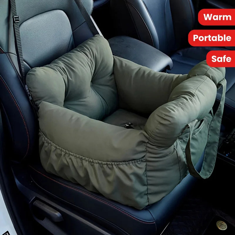 Non-Slip Pet Car Seat with Safety Belt, Washable Travel Carrier with Secure Straps for Safe Car