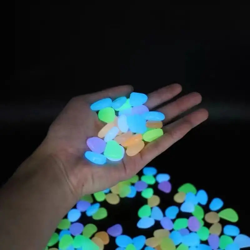 100Pcs Glow in The Dark Garden Pebbles for Fish Tank Aquarium