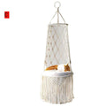 Hanging Hand‑woven Hammock Swing Cat Bed Boho  Pet Swing Nest Tassel Cat Sleeping Bed for Indoor Wall Ceiling Mount