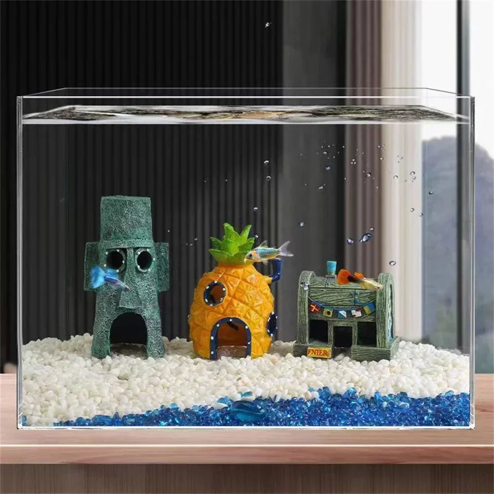Cute Resin House Aquarium Decorations