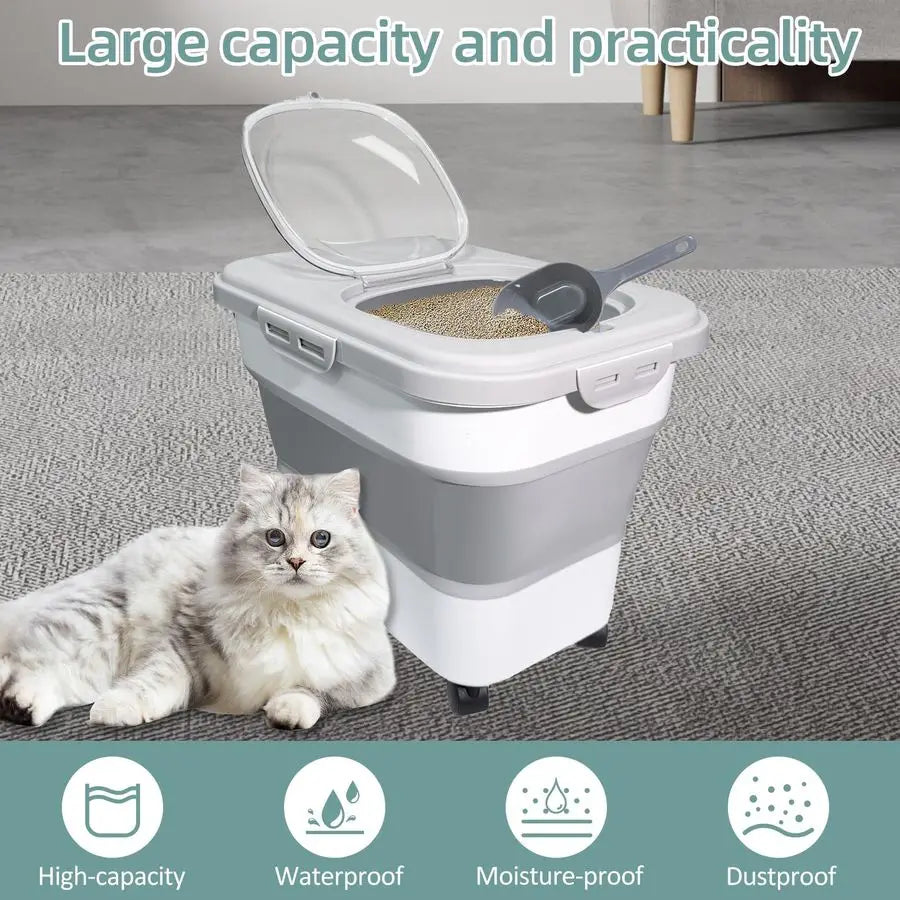 20 Lbs Cat Litter Storage Container with Wheels