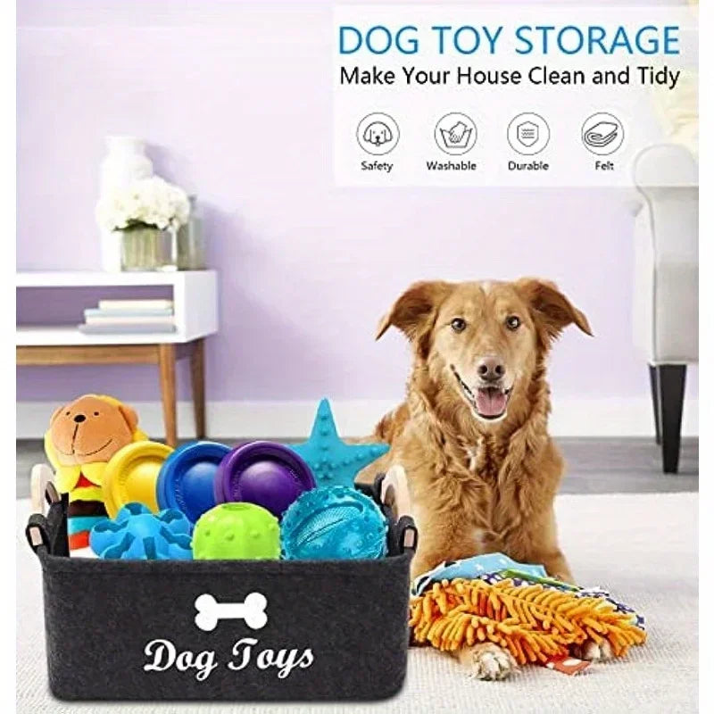 Felt Dog Toy Storage Box