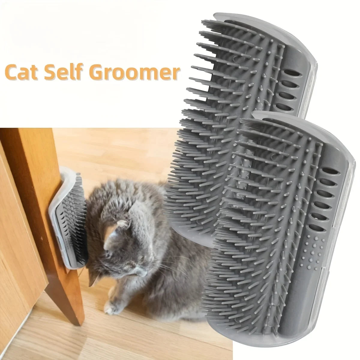 Cat Wall-Mounted Self Groomer with Massage Comb Brush - Perfect for Kitten and Puppy Grooming and Relaxation Wall-Mounted