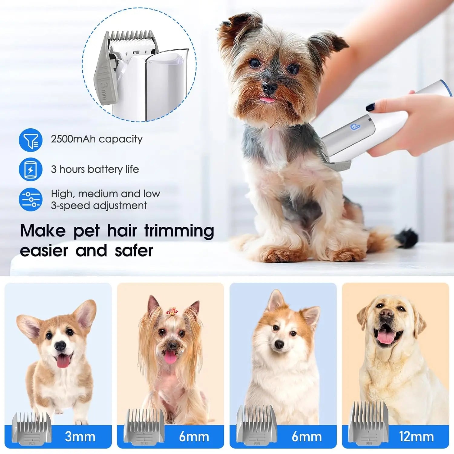 Pet Grooming Kit and Vacuum Suction 99% Pet Hair 5 In-1 Pet Grooming Kit With 2L Large Capacity Dust Cup Low Noise Dog Hair Rem