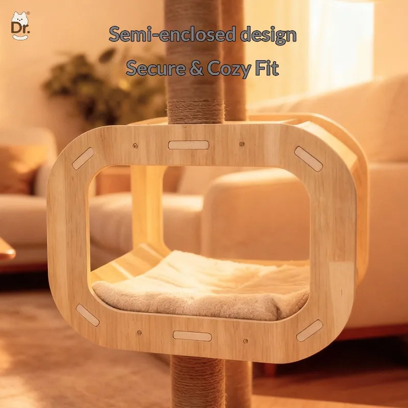 Large Compact Solid Wood Cat Tree
