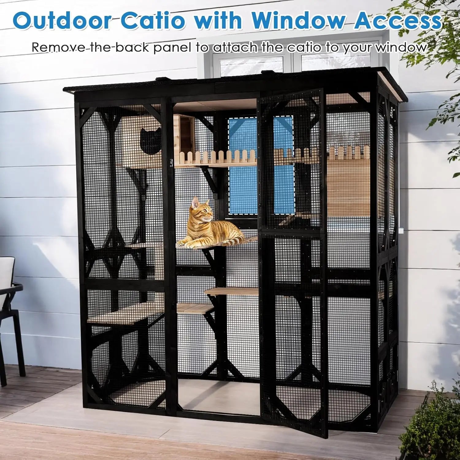 71.1" L Large Cat Catio Outdoor Enclosure With Window Access