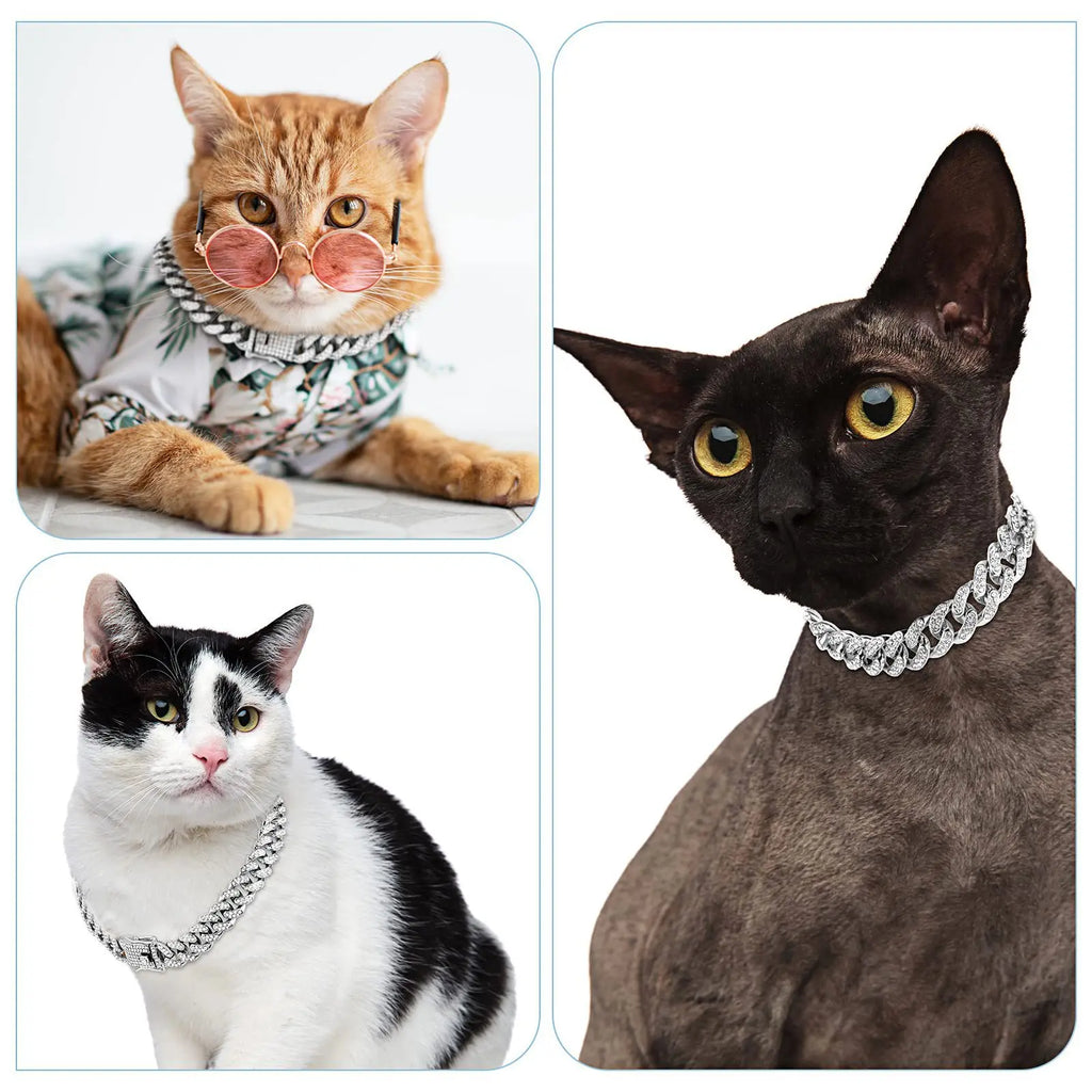 Luxury Designer Dog Collar Bling Diamond Pet Chain for Small Medium Large Dogs Cat Puppy Gold Necklace Jewelry Dog Accessories