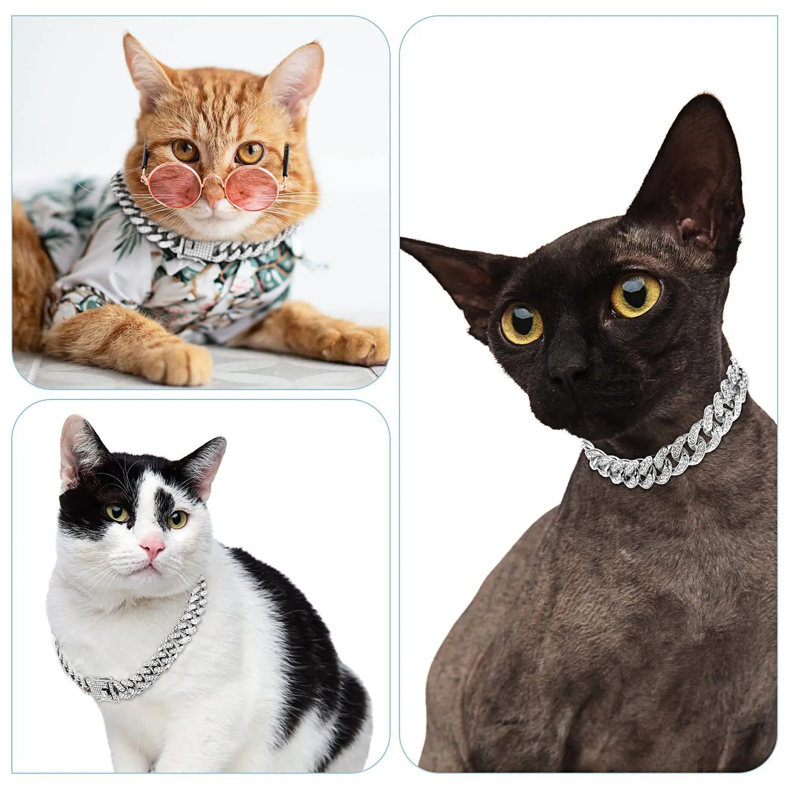 Luxury Designer Dog Collar Bling Diamond Pet Chain for Small Medium Large Dogs Cat Puppy Gold Necklace Jewelry Dog Accessories