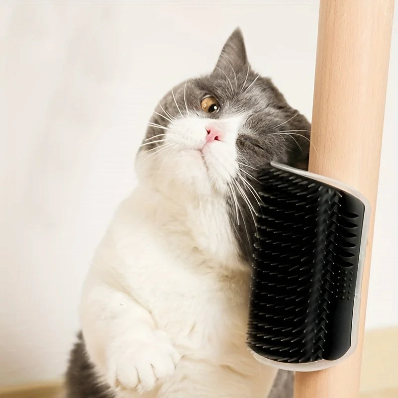 Cat Wall-Mounted Self Groomer with Massage Comb Brush - Perfect for Kitten and Puppy Grooming and Relaxation Wall-Mounted